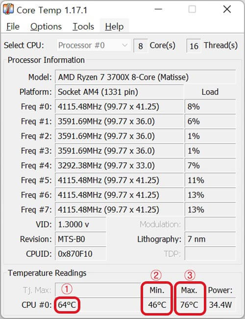 CPU 온도 확인 CoreTemp 온도확인