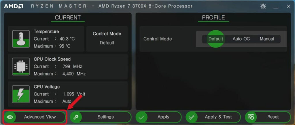 CPU 온도 확인 RyzenMaster 고급모드변경