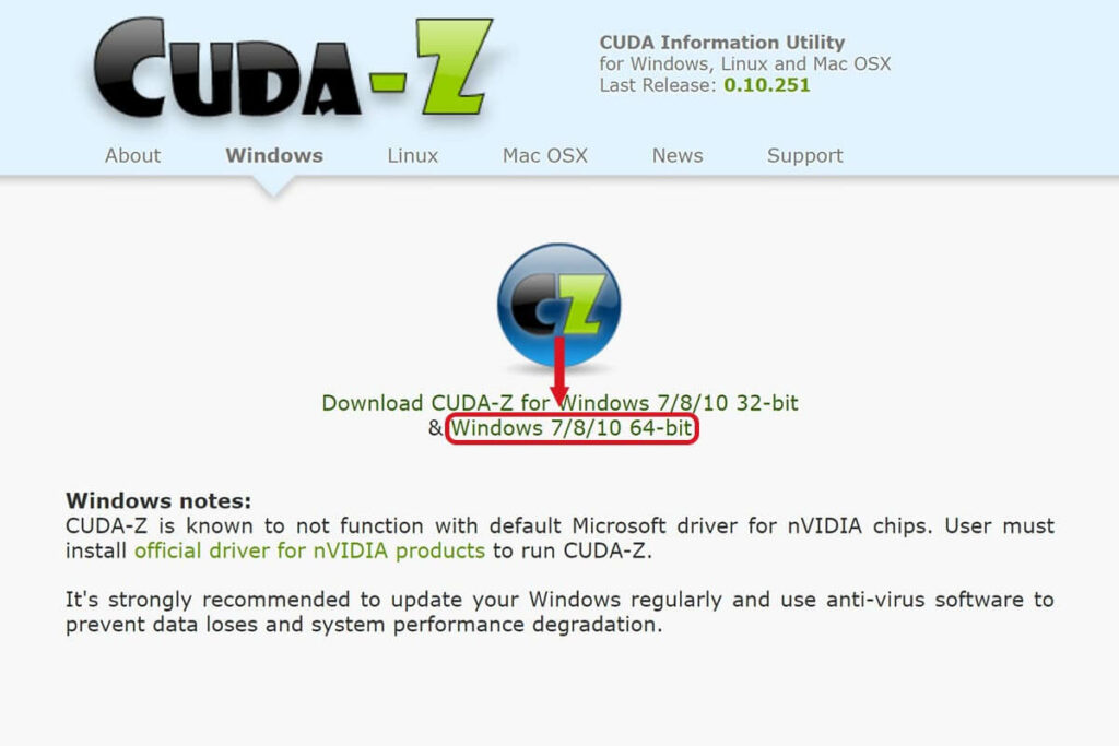 그래픽카드 확인 CUDA-Z 다운로드