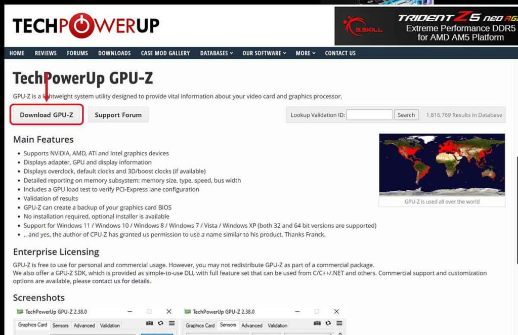 그래픽카드 확인 GPU-Z 다운로드